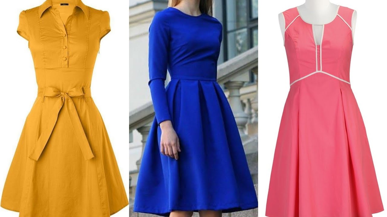 today's trending dress amazing design plain A Line skater dress ...
