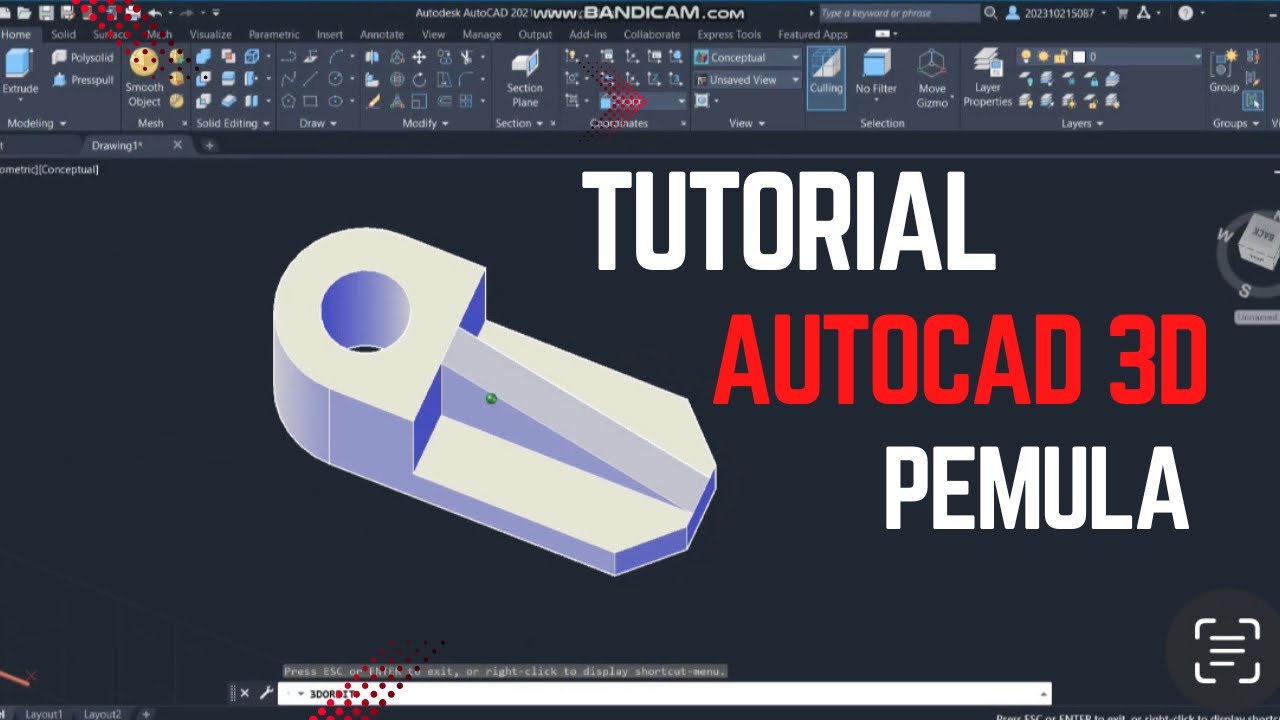 TUTORIAL AUTOCAD 3D PEMULA MECHANICAL ENGINEERING - YouTube