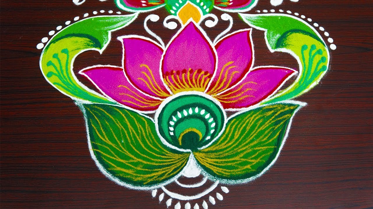 Lotus Kolam lotus flower kolam designs with 11x6 dots