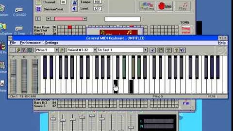 Midi Music Examples in Windows 3.11 with Korg Wavetable Daughterboard on SB16 in AMD 5x86 PC