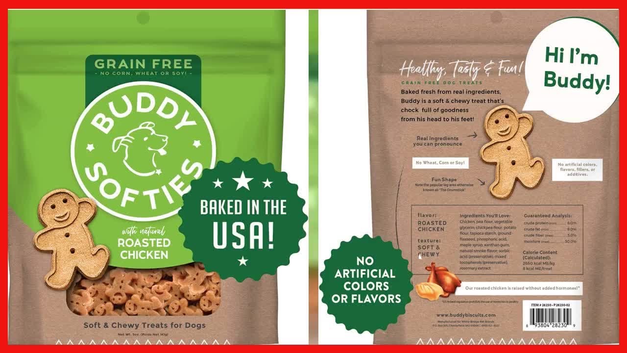 Buddy Biscuits Grain Free Soft & Chewy Healthy Dog Treats with Roasted Chicken - 5 oz.