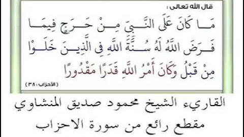فلما قضى زيد منها وطرا .. تلاوة خاشعة تفوق الوصف للشيخ محمود صديق المنشاوي