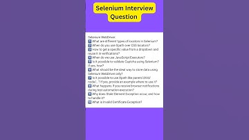 Selenium Interview Question.          #Selenium WebDriver.