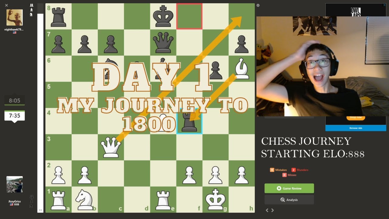 Day 1: Playing chess every day until I reach a 1800 elo - YouTube