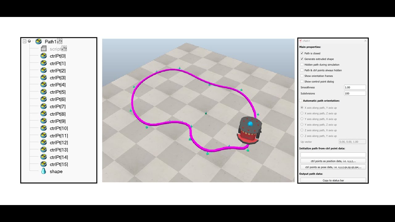 CoppeliaSim: генерация пути и следование по нему