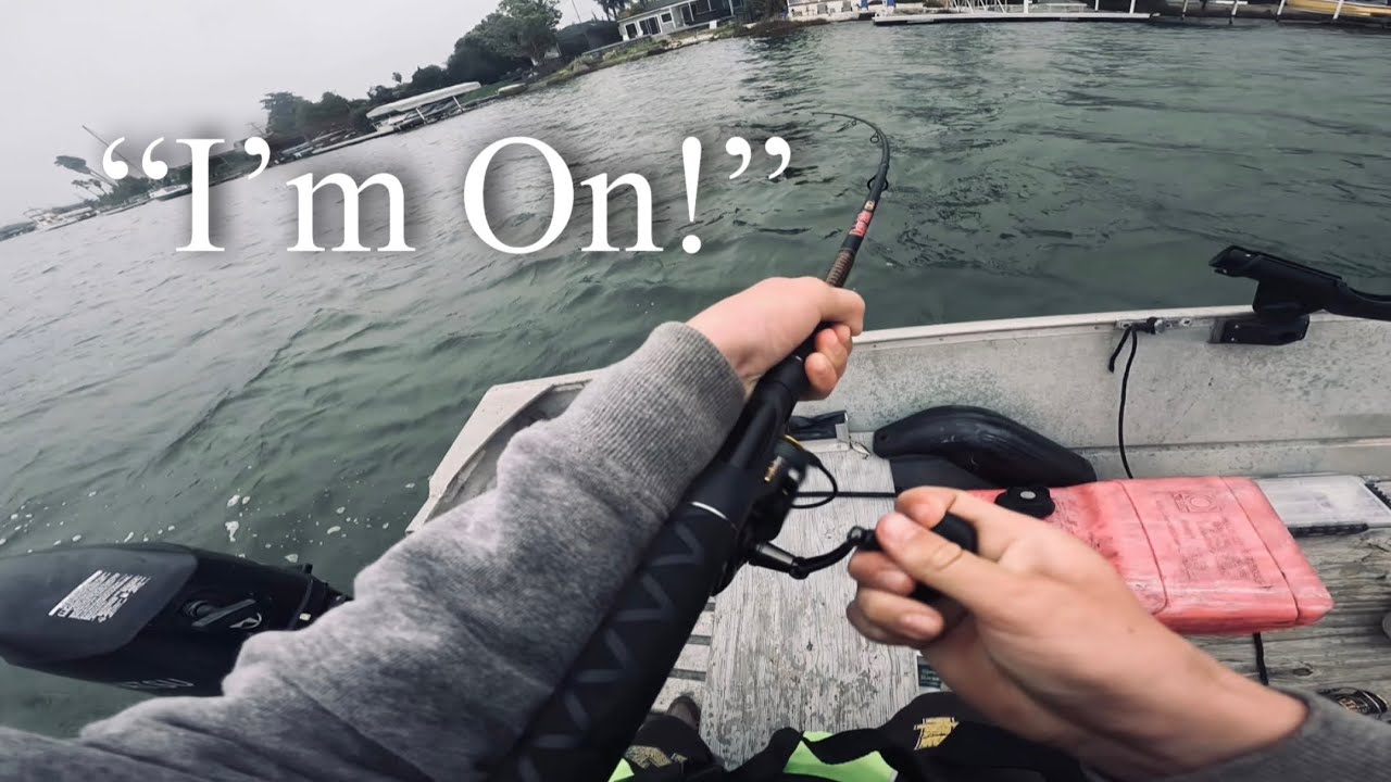 Trolling for striped bass in the rain!