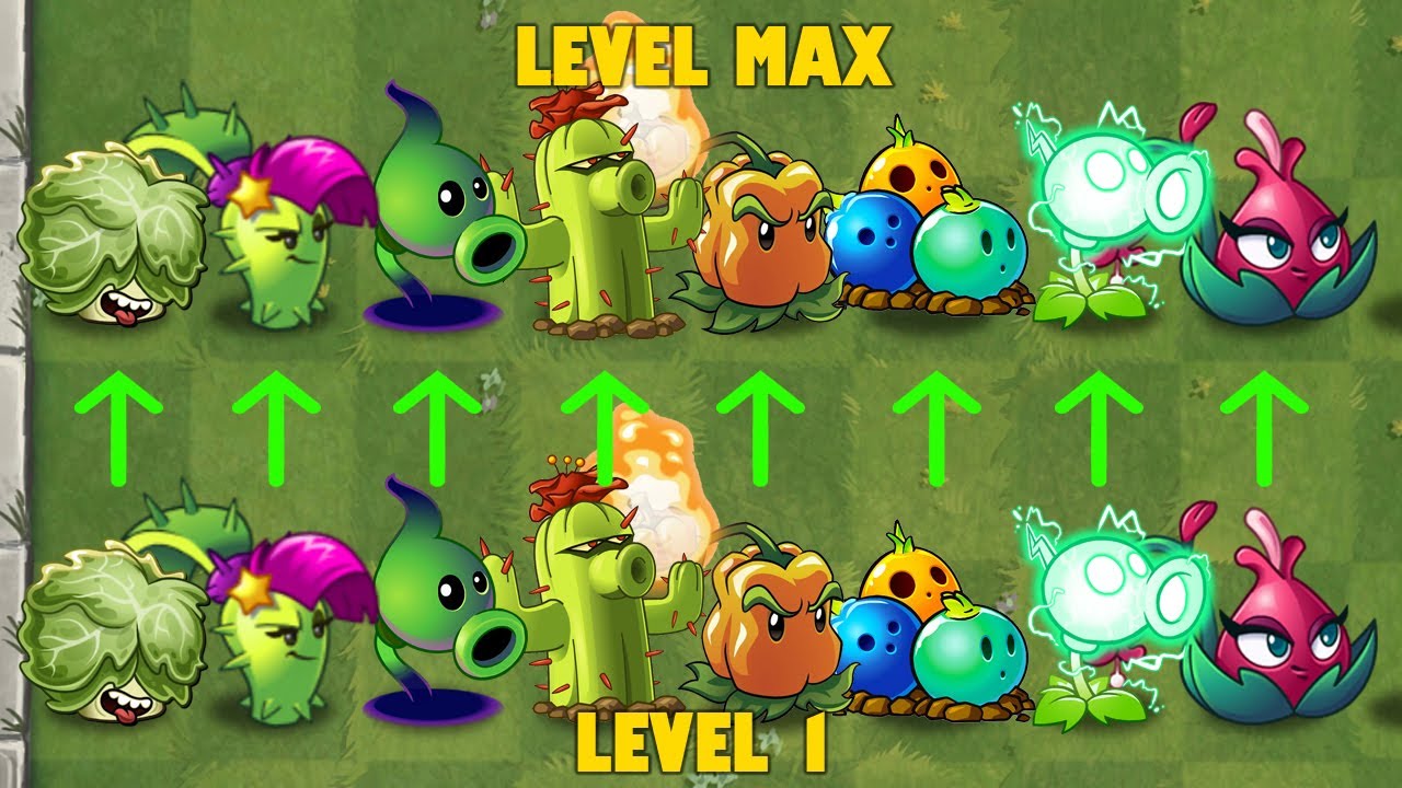 8 Plantas Nivel 1 Vs 8 Plantas Nivel Máximo Parte 2 - Plants Vs Zombies ...