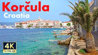 Korcula Croatia 🇭🇷 4K Beach and Old Town Walking Tour June 2022