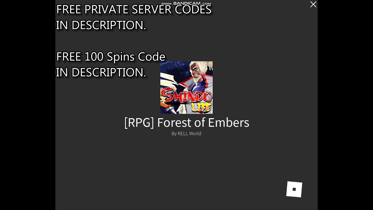 Free Private Server Codes Free 100 Spins Code Shindo Life Roblox Youtube