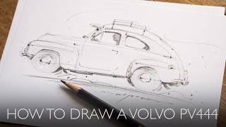 How to draw a Volvo PV444 - step by step instructions
