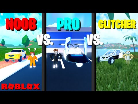 Video Roblox Jailbreak Noob Vs Pro Vs Glitcher - roblox jailbreak noob vs glitcher vs hacker vs pro