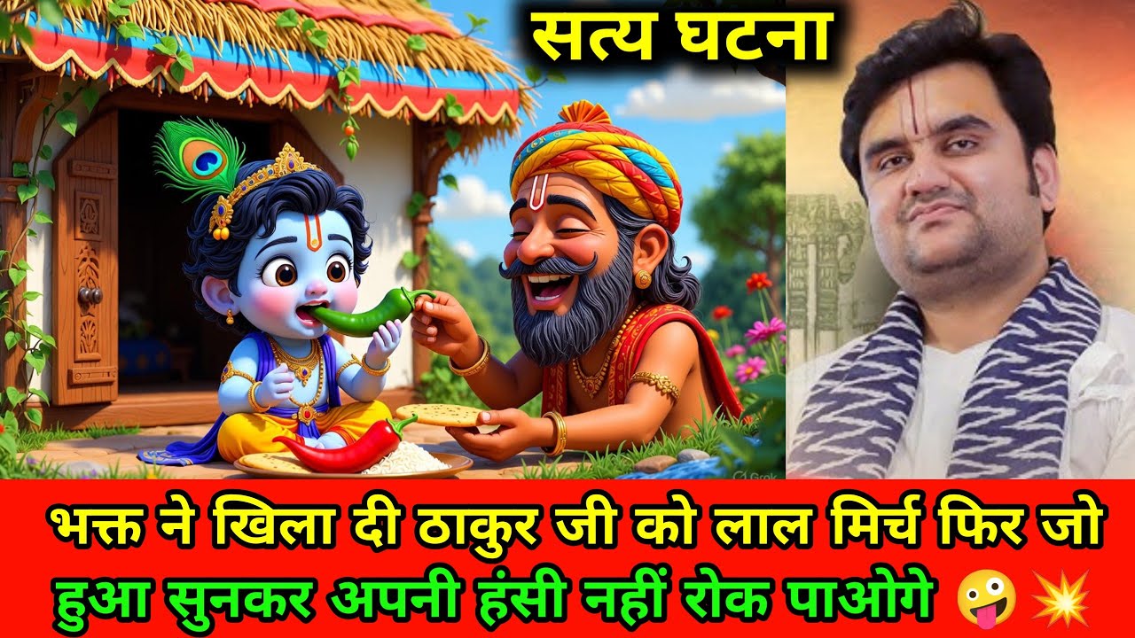 भक्त ने खिला दी ठाकुर जी को लाल मिर्च फिर जो हुआ सुनकर अपनी हंसी नहीं रोक पाओगे 🤪 indresh upadhyay 