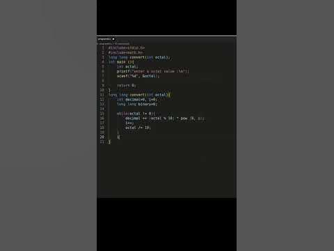C Program to Convert Octal to Binary #cprogramming - YouTube