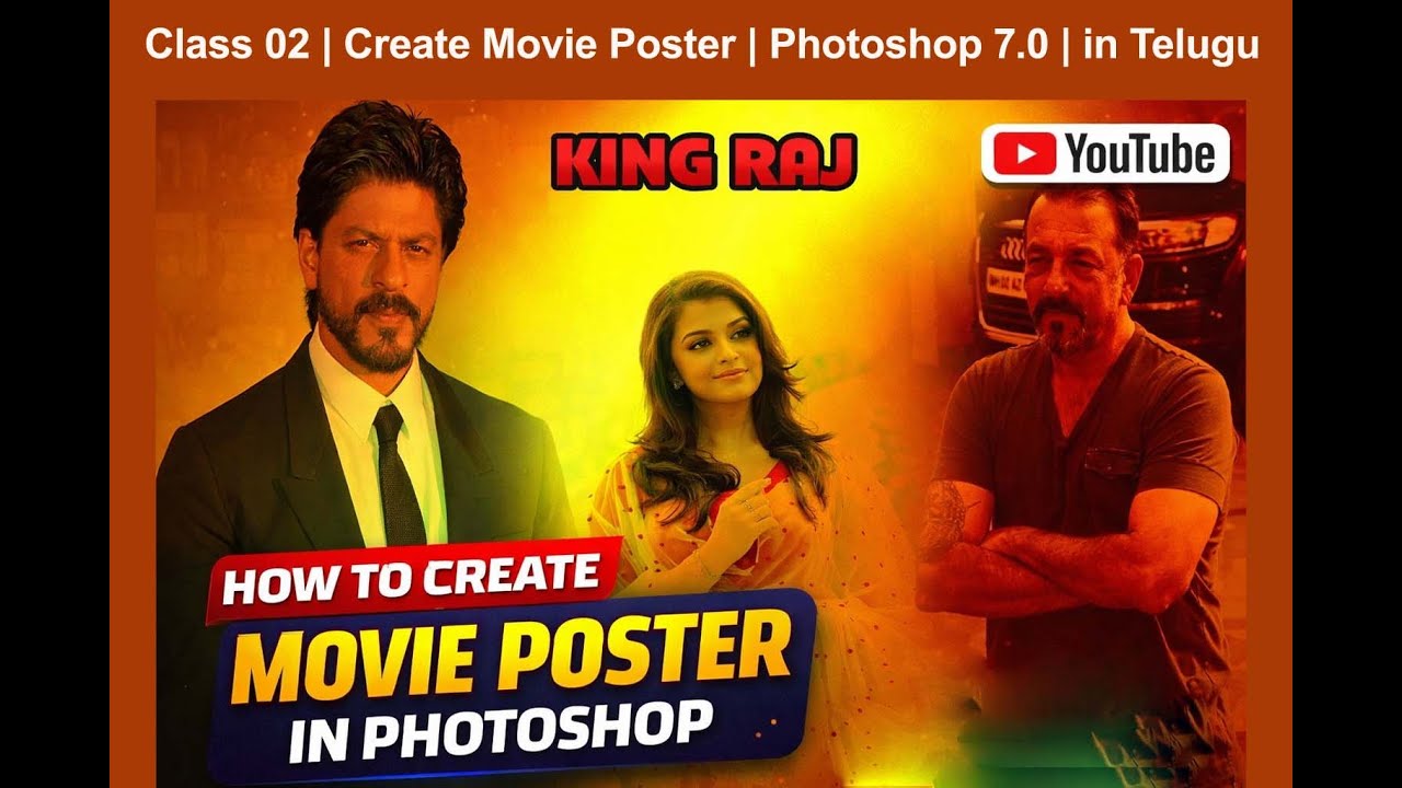 Class 02 | How to create movie poster | Photoshop 7.0 | in Telugu