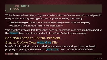 Solving the Unable to compile TypeScript Error with browser.addCommand() in WebDriverIO