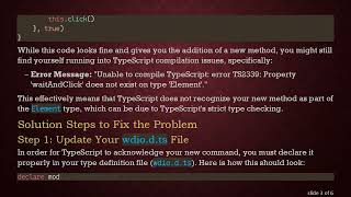 Solving the Unable to compile TypeScript Error with browser.addCommand() in WebDriverIO