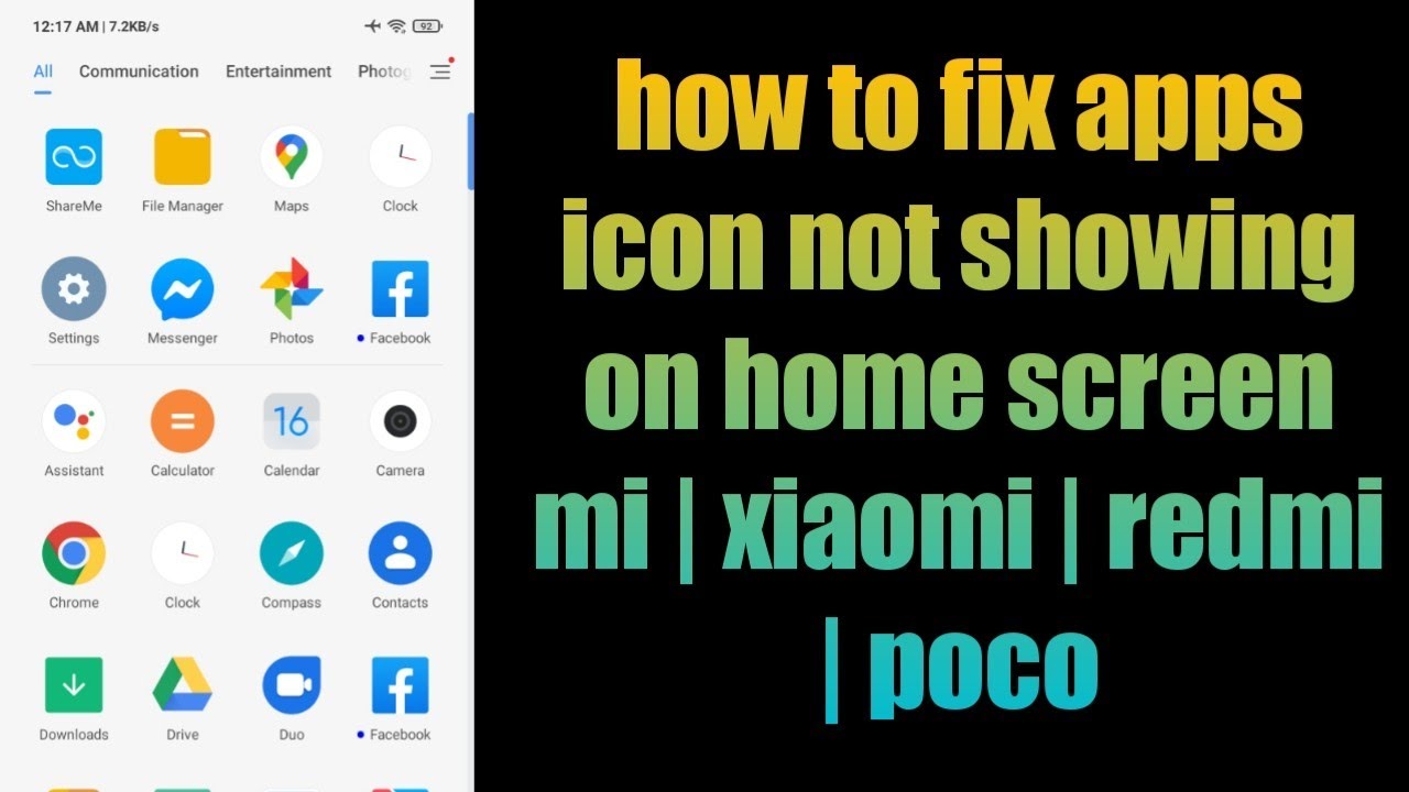 How To Fix Apps Icon Not Showing On Home Screen Mi | Installed Apps Not  Showing Mi | Redmi | Poco - Youtube