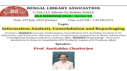 Information Analysis, Consolidation and Repackaging | BLA Webinar Series-15 | BLA Webinar 2020