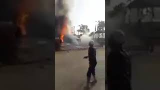 بالفيديو لحظه حريق في بنزينة القناطر الخيريه المجاوره لمجلس مدينة القناطر
