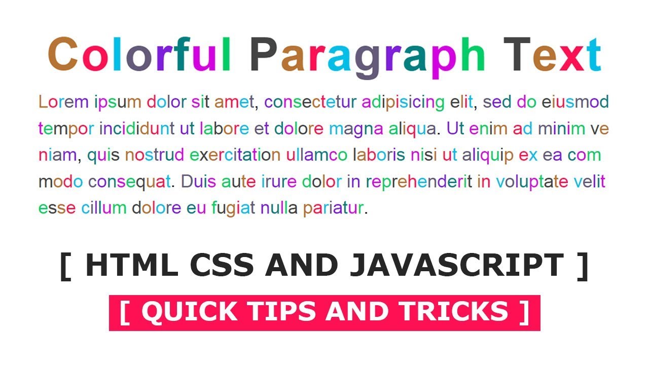 Html js lorem ipsum text html. Colorful text