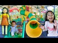 Vlog Keluarga Riska Main Perosotan 💞 Seharian Jagain Dede Bayi Lucu 💞 Main Squid Game di Playground
