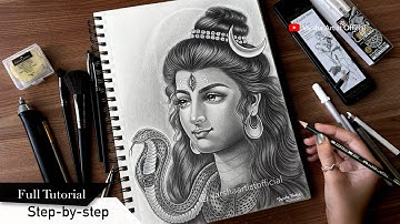 How to Draw Lord Shiva 🕉️✍🏻| Mahadev Full Drawing Tutorial | Step-by-step drawing process ❤️✨