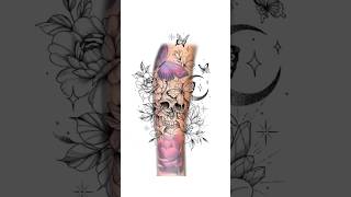 Custom Fine Line Magical Skull &amp; Butterfly Tattoo Design 🌸 | Illustrative Art