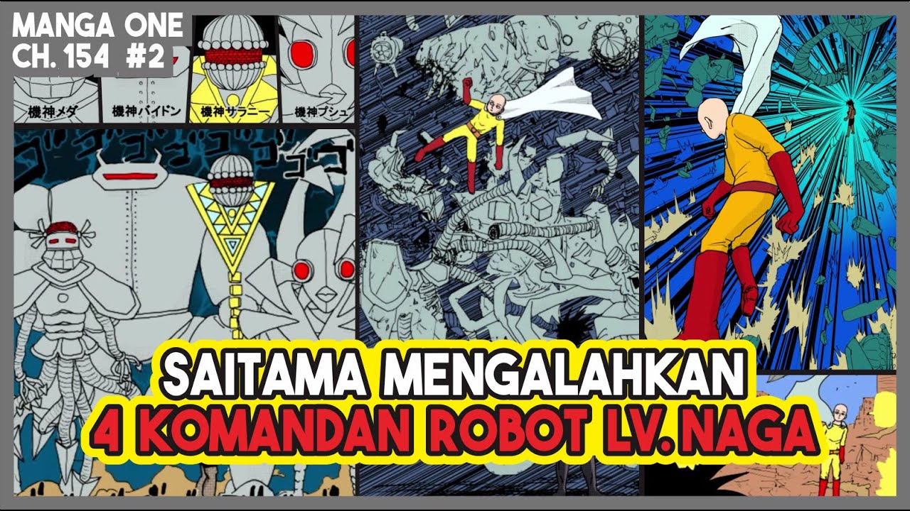 SUIRYU KAGET!!! Saitama MENGHANCURKAN 4 ROBOT Lv.Naga  Machine God Dengan Mudah!! (Manga One 154 #2)