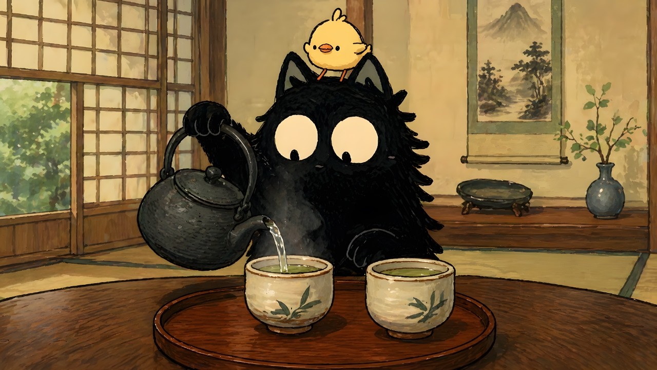 Cat Jazz Relax – Quiet Night Jazz with Tea and Cozy Room Vibes