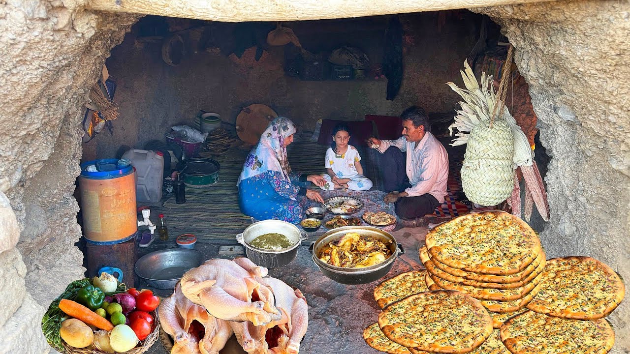 Village Life in Northern IRAN-Baking Tandoori Bread & Making Special Chicken Recipe