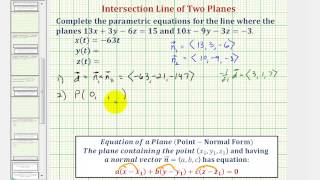 Ex 2: Find the Parametric Equations of the Line of Intersection of Two Planes Using Vectors