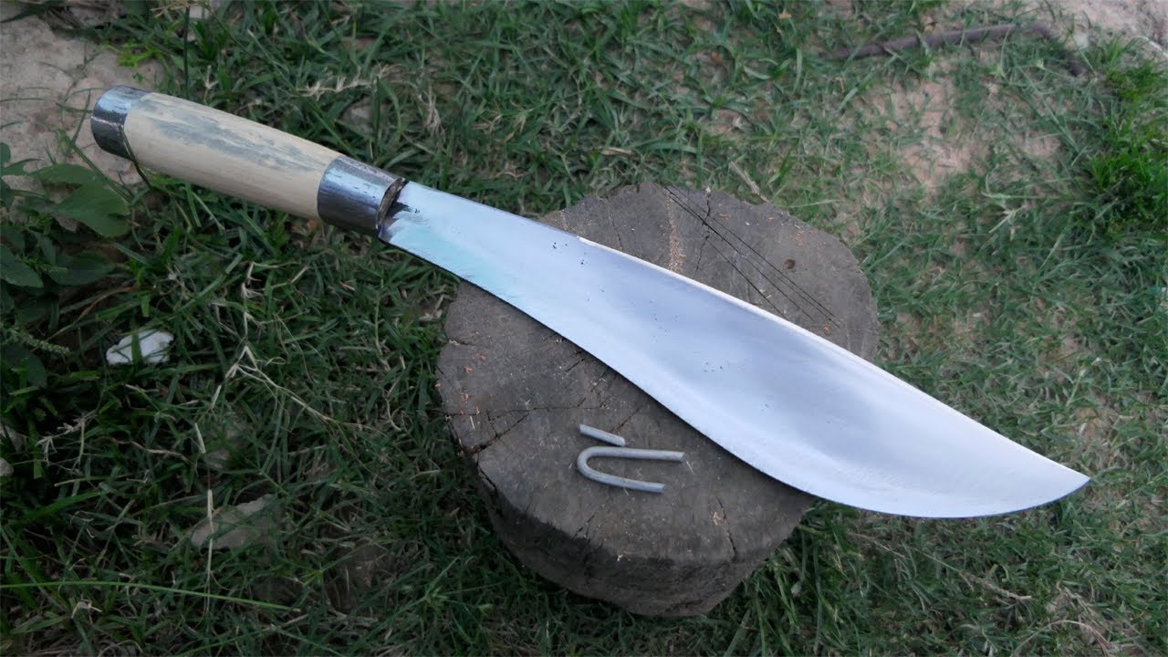 HOW TO MAKE A KHURI KNIFE FROM SPRING STEEL ( HOMEMADE KNIFE )