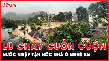 Mưa lũ ở Nghệ An: Nước cuồn cuộn chảy xiết, có nơi ngập tận nóc nhà | PLO