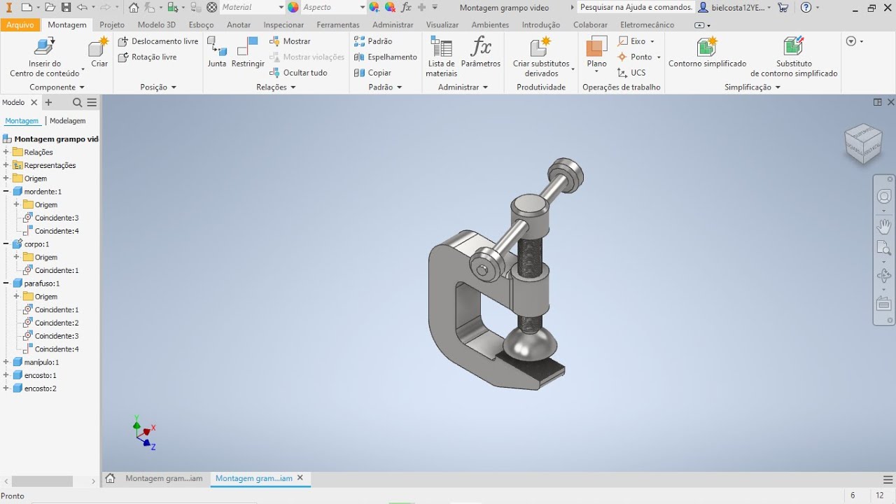 Grampo Mecânico Autodesk Inventor 2021 