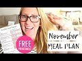 November 2018 Meal Planning on a Budget | FREE Printable Monthly Meal Planner November 2018 Meal Planning on a Budget | FREE Printable Monthly Meal Planner