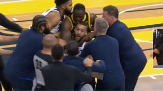 Draymond Green and Klay Thompson, Jaden McDaniels EJECTED after Green choking Rudy Gobert