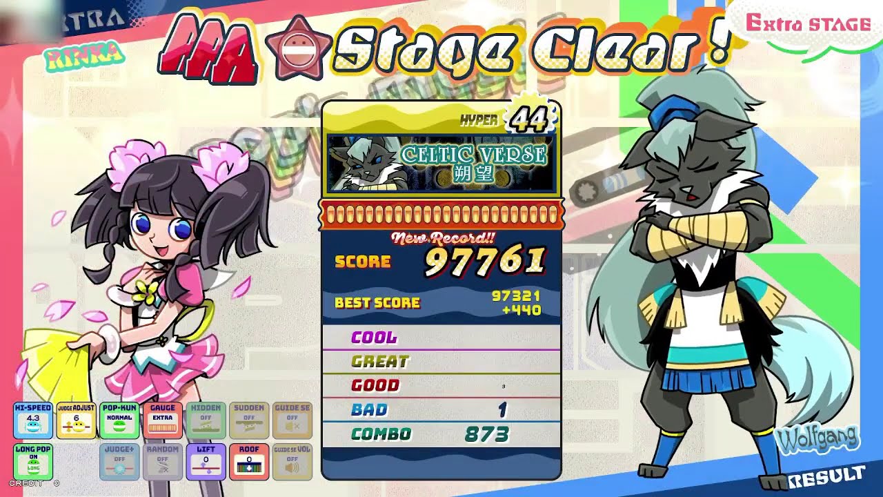 [pop'n music High☆Cheers!!] ケルティックヴァース/朔望 H 正規クリア/鏡パーフェクト