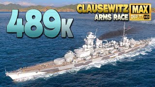 เรือลาดตระเวนพิเศษ Clausewitz พร้อมความเสียหาย 489,000 ดาเมจ - World of Warships