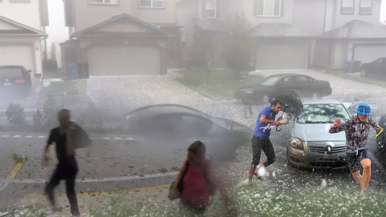 Texas Hit by Crazy Hail storm ! Huge hail and wind breaks houses in ...