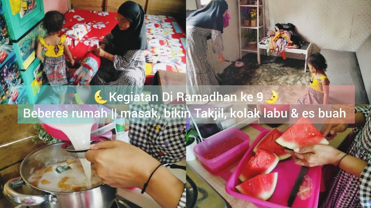 Ramadhan vlog ke-9 || Beberes rumah, ganti seprei dan ngepel || Masak menu berbuka dan takjil