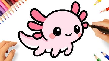 HOW TO DRAW A CUTE AXOLOTL EASY 💗