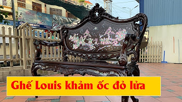 Bộ Ghế Louis Pháp 9 Món Gỗ Gụ Cũ Khảm Tích Tam Quốc Ốc Singapore Đỏ Lửa Siêu VIP  - Đồ Gỗ Mai Toàn