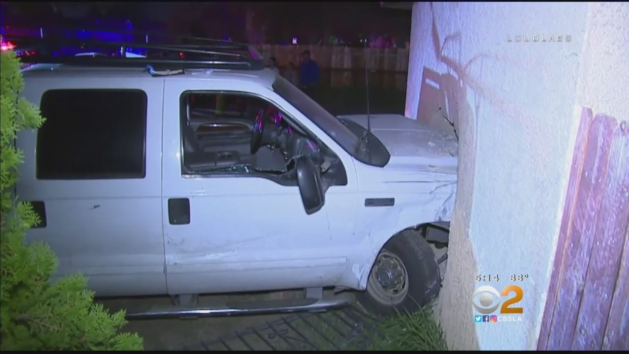 Drunk Driver Slams Pickup Truck Into Baldwin Hills Home - YouTube