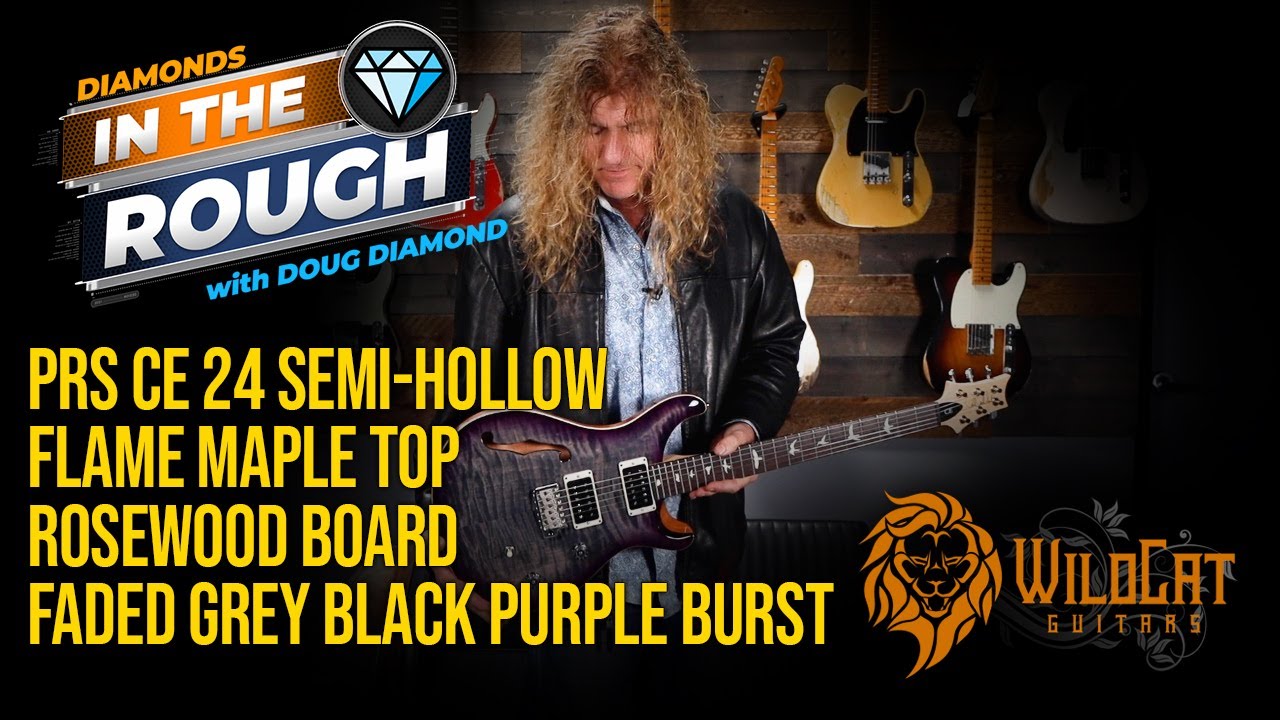 WildCat Guitars Diamonds In The Rough PRS CE 24 Semi-Hollow Faded Grey Black Purple Burst Exclusive