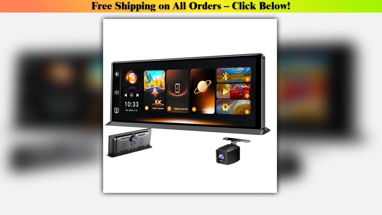 K8 Pro 11.3"  Touch Screen Car Camera 5K Dash Cam GPS 5G WiFi Wireless CarPlay & Android Auto Loop