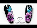 Ones stroke flower nail art for beginners. One stroke nail art with acrylic paints.