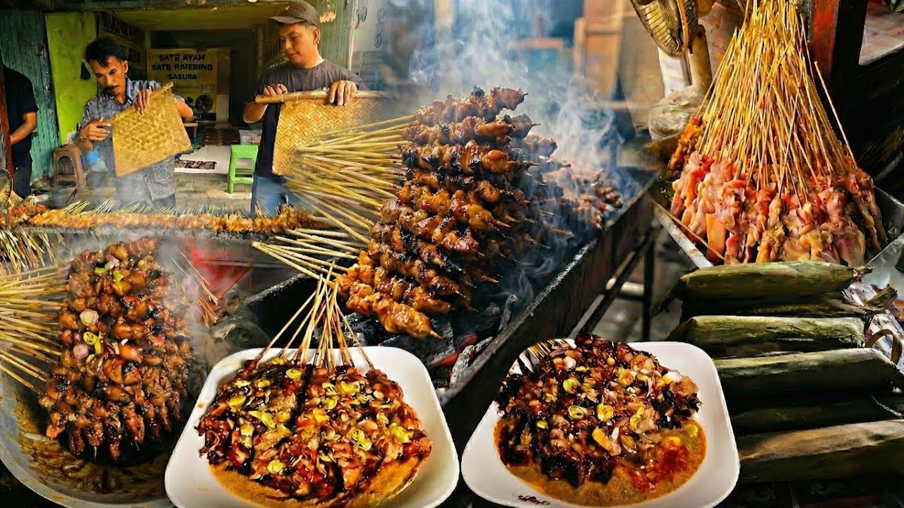 EDAN! BAKARAN SATE TERPANJANG 2 METER! Sekali Kipas Asapnya Ngebul Satu Kampung - Sate Cak Kholis