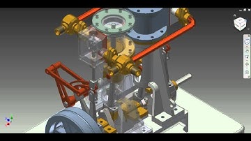 Twin steam engine with reverse gear