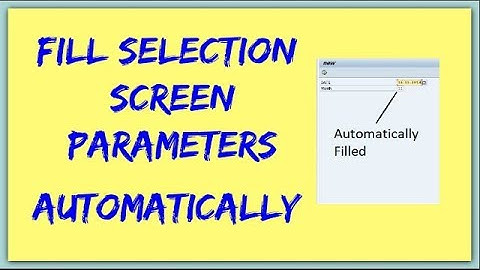 Automatically Fill Selection Screen Parameter in SAP ABAP | Auto fill selection screen parameters