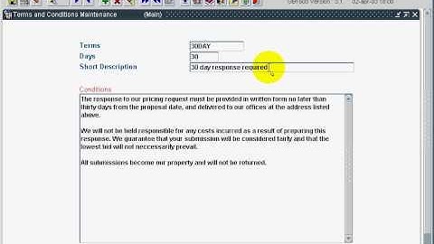 Terms and conditions - setup and where used